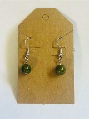 Handmade Green Stone Drop Earrings - Women Jewelry